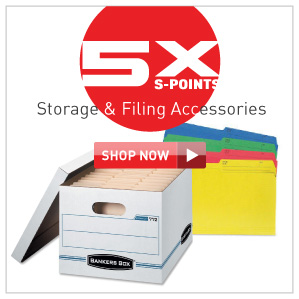 5x s-points on storage & filing accessories