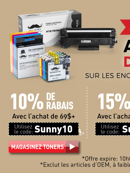 economisez jusqu'a 20% de rabais sur toner comptible