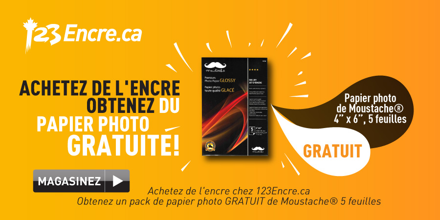 Achetez de l'encre obtenez du papier photo gratuite
