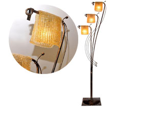 3 Lights Floor Lamp Towel Shade Detachable