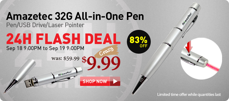Amazetec 32G All-in-One Pen, Pen/USB Drive/Laser Pointer