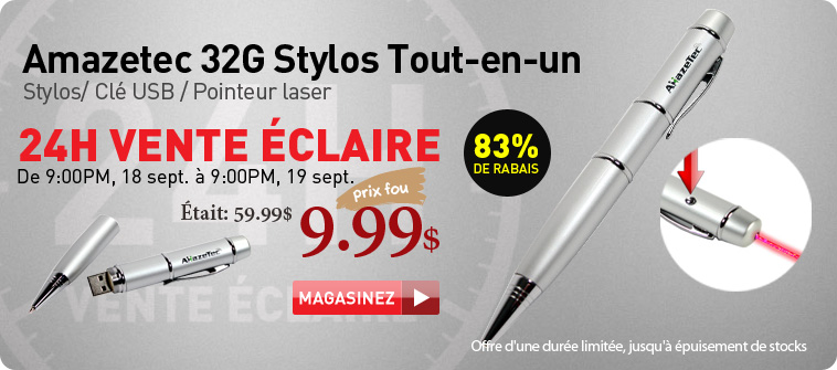 Amazetec 32G All-in-One Pen, / pointeur Pen USB de lecteur / Laser
