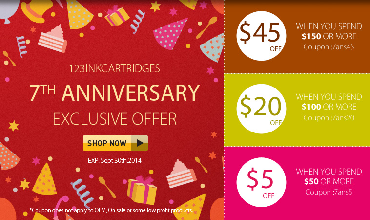 123inkcartridges 7th anniversary exclusive offer