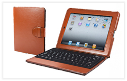 Bluetooth Keyboard Case for iPad 2 / 3 /4, 77-Key Portfolio Case Light Brown