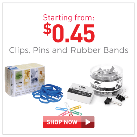 Clips, pins and rubber bands starting from $0.45