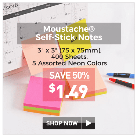 Moustache® Self-Stick Memo Cube, 75 x 75 x 45mm, 400 Sheets