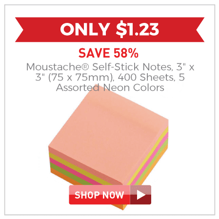 Moustache self-stick notes 400 sheets $1.23