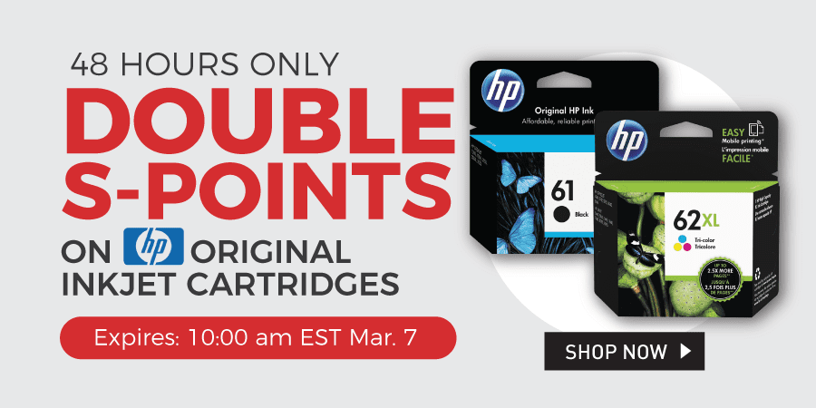 48H 2x S-Points rewards on Original HP ink cartridges