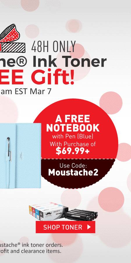 Buy Moustache Toner $69.99 Get a Free Notebook
